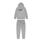TRAPSTAR CHENILLE DECODED DRES Z KAPTUREM - SZARO-CZERWONY