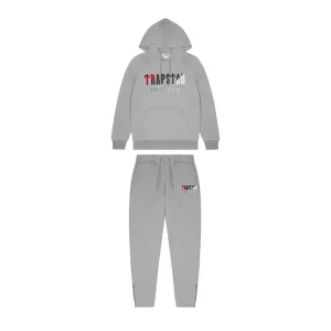 TRAPSTAR CHENILLE DECODED DRES Z KAPTUREM - SZARO-CZERWONY
