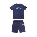 TRAPSTAR CHENILLE DECODED SHORT ZESTAW - NIEBIESKO-BIAŁY