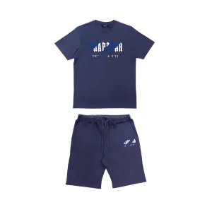 TRAPSTAR CHENILLE DECODED SHORT ZESTAW - NIEBIESKO-BIAŁY