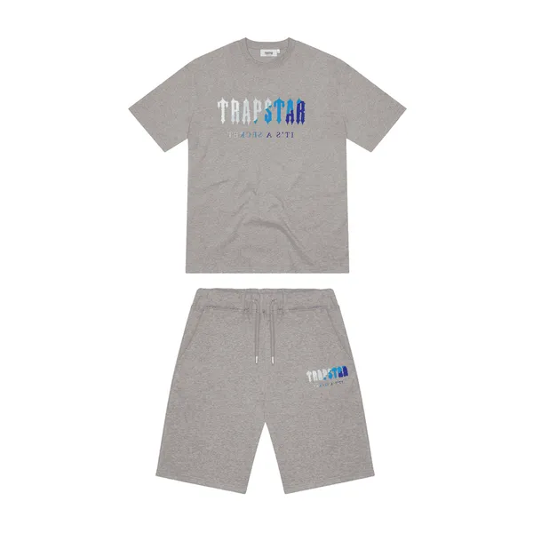 TRAPSTAR CHENILLE DECODED SHORT SET - GREY ICE FLAVOURS 2.0 EDITION TRAPSTAR CHENILLE DECODED SHORT ZESTAW - GREY ICE FLAVOURS 2.0 EDITION