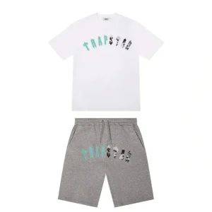 TRAPSTAR IRONGATE ARCH CHENILLE SHORT SET - SZARO-MORSKI BŁĘKIT