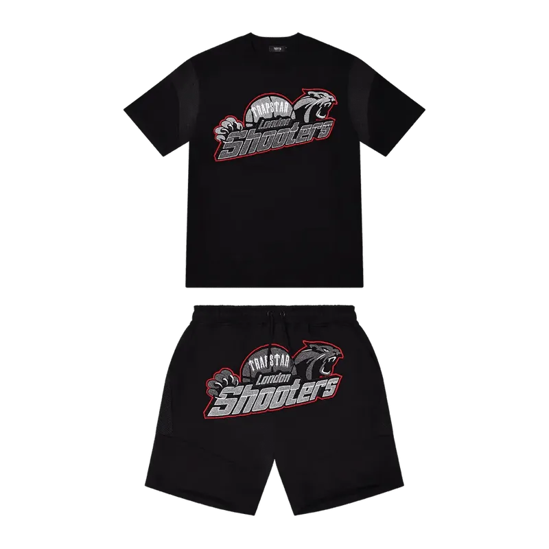 TRAPSTAR SHOOTERS SHORT SET - BLACK RED ZESTAW SPODENEK TRAPSTAR SHOOTER - CZARNO-CZERWONY
