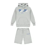 Trapstar Chenille Decoded Hoodie Short Set - Szary, Olśniewający Niebieski