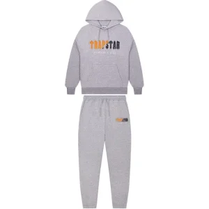 Dres Trapstar Decoded Chenille z kapturem - szaro-pomarańczowy