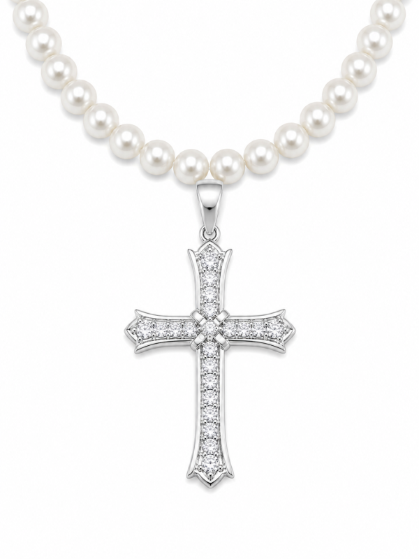 Naszyjnik z pereł Trapstar Gothic Cross-1