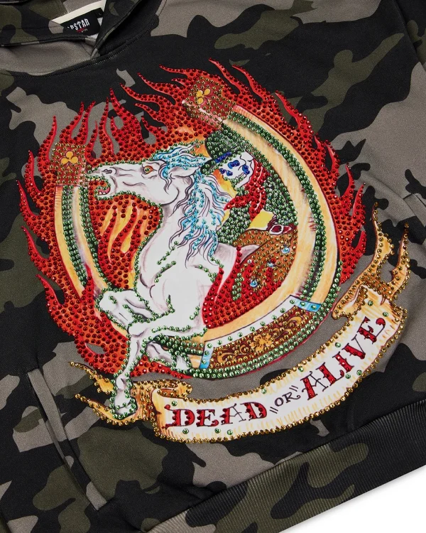 Bluza z kapturem Trapstar X Ed Hardy Dead Or Alive Camo Rhinestone Hoodie-1
