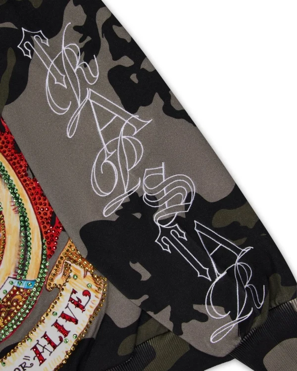 Bluza z kapturem Trapstar X Ed Hardy Dead Or Alive Camo Rhinestone Hoodie-2