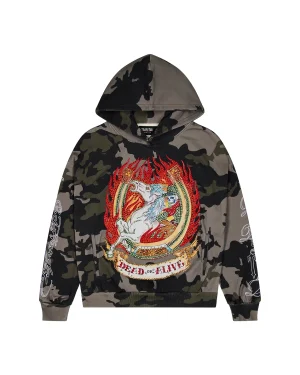 Bluza z kapturem Trapstar X Ed Hardy Dead Or Alive Camo Rhinestone