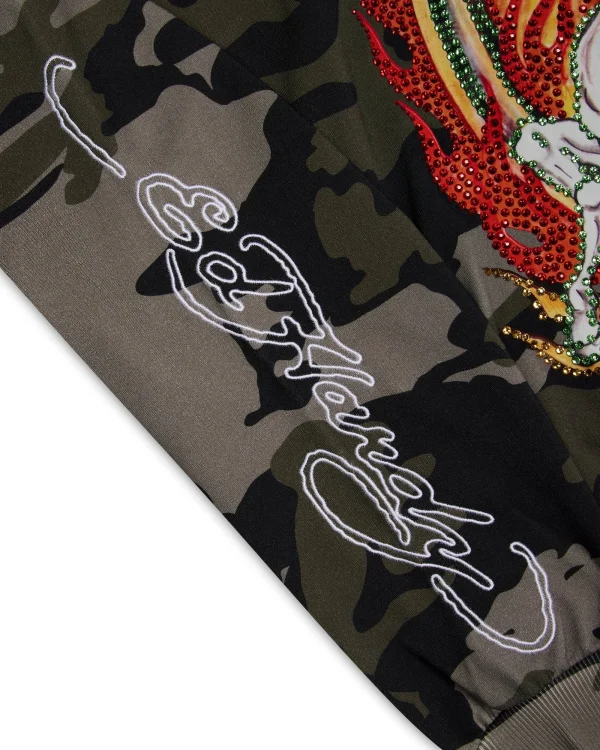 Bluza z kapturem Trapstar X Ed Hardy Dead Or Alive Camo Rhinestone Hoodie-4