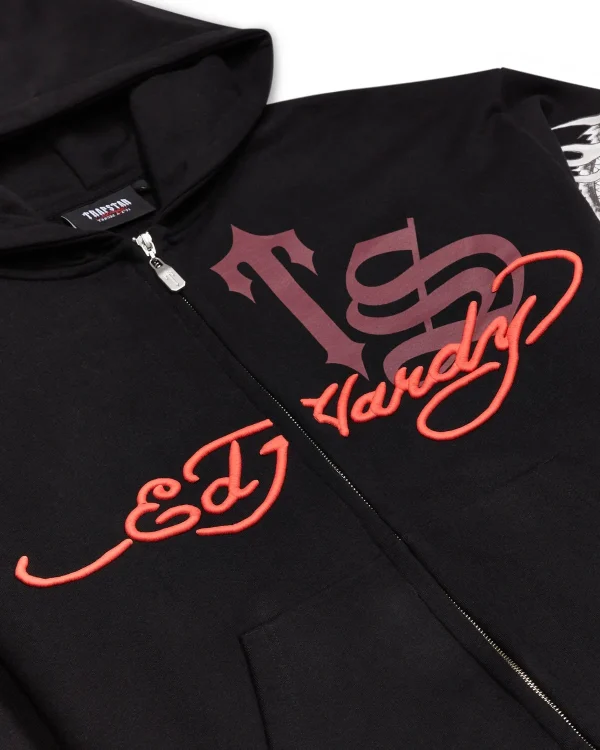Bluza z kapturem Trapstar x Ed Hardy Black Script-4