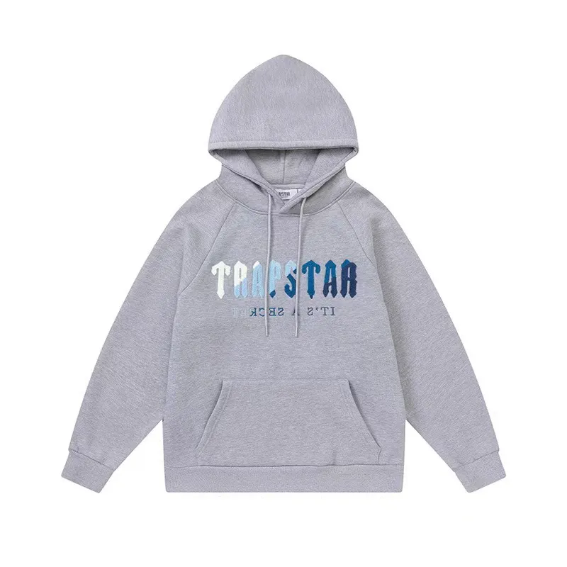 Trapstar Blue Logo Hoodie Gray Bluza z kapturem Trapstar Blue Logo w kolorze szarym